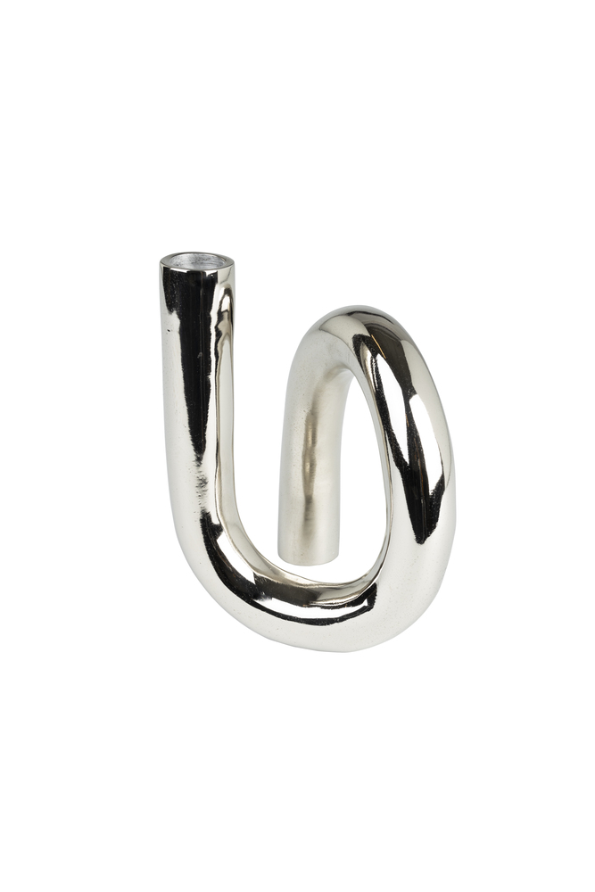 Tubo Candle Holder L Shiny Silver